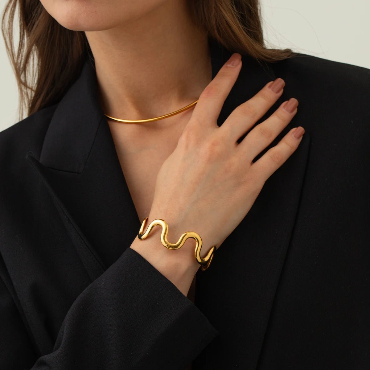 Stainless Steel Wave Bracelet Choker Bracelet - WS JewelleryStainless Steel
