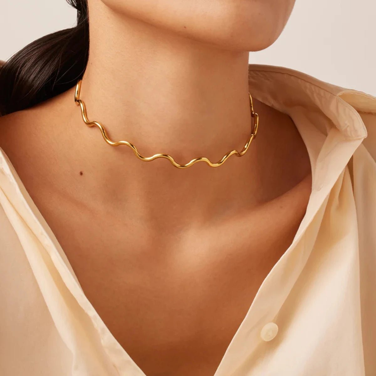 Stainless Steel Wave Bracelet Choker Bracelet - WS JewelleryStainless Steel