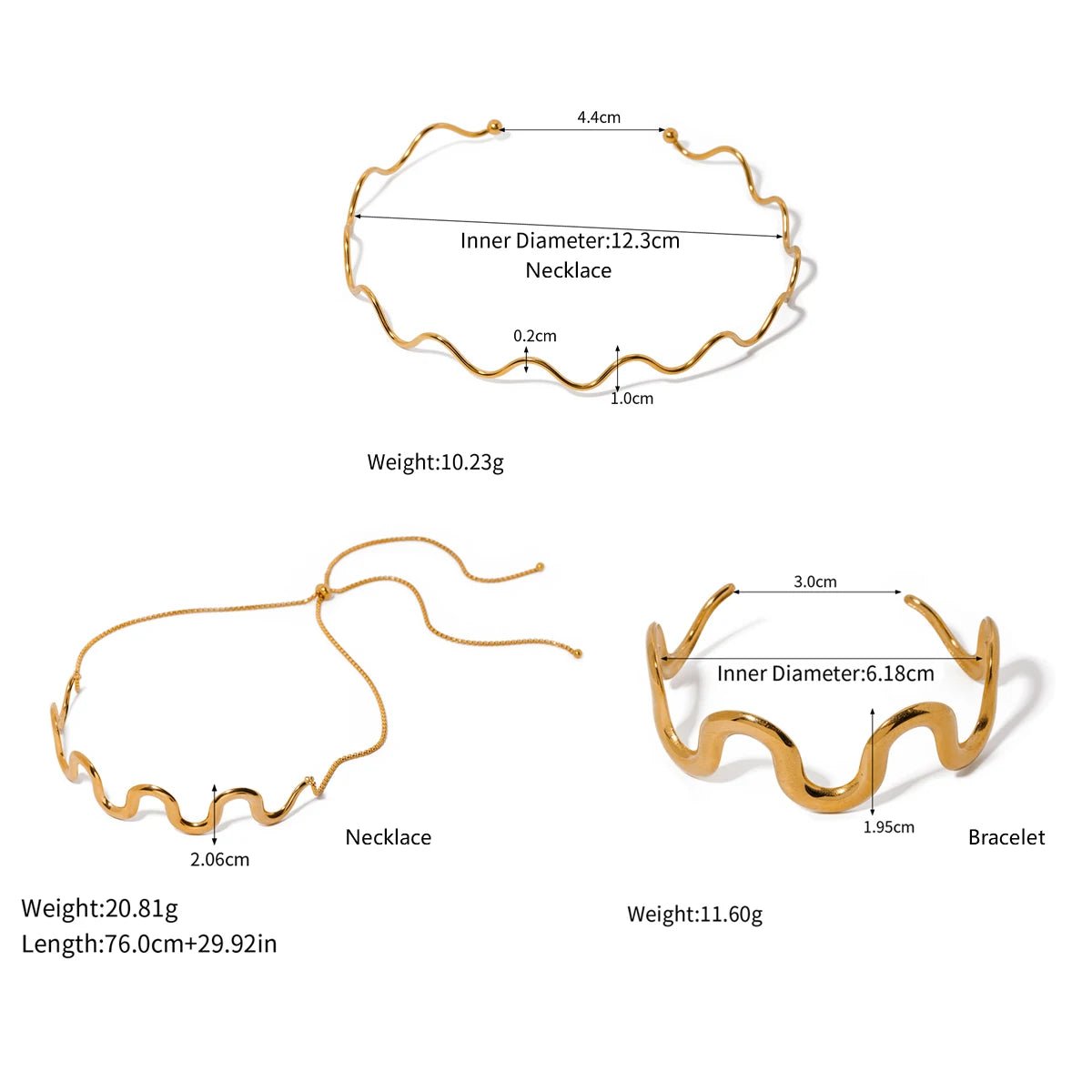 Stainless Steel Wave Bracelet Choker Bracelet - WS JewelleryStainless Steel