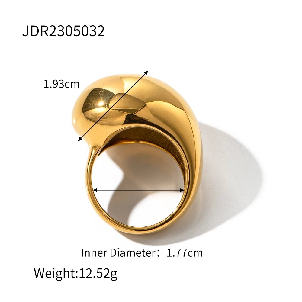 Stylish Unique Stainless Steel Water Drop Geometric Finger Wide Ring - WS JewelleryStainless Steel