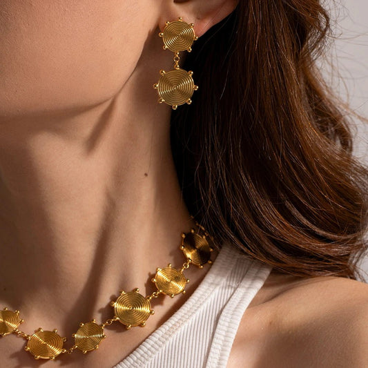 Textured Stainless Steel Metal Cast Drop Earrings - WS JewelleryStainless Steel