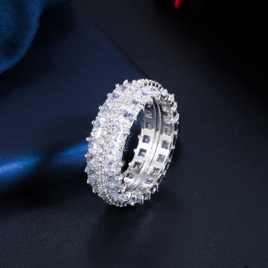 RingsTwo Line Square Pave Ring R175 - WS JewelleryBridal RingCocktail RingRing