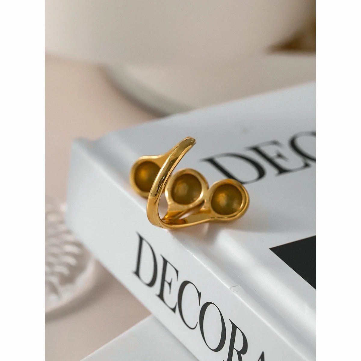 Unique Stainless Steel Irregular Geometry Ball Simple Open Ring - WS JewelleryStainless Steel