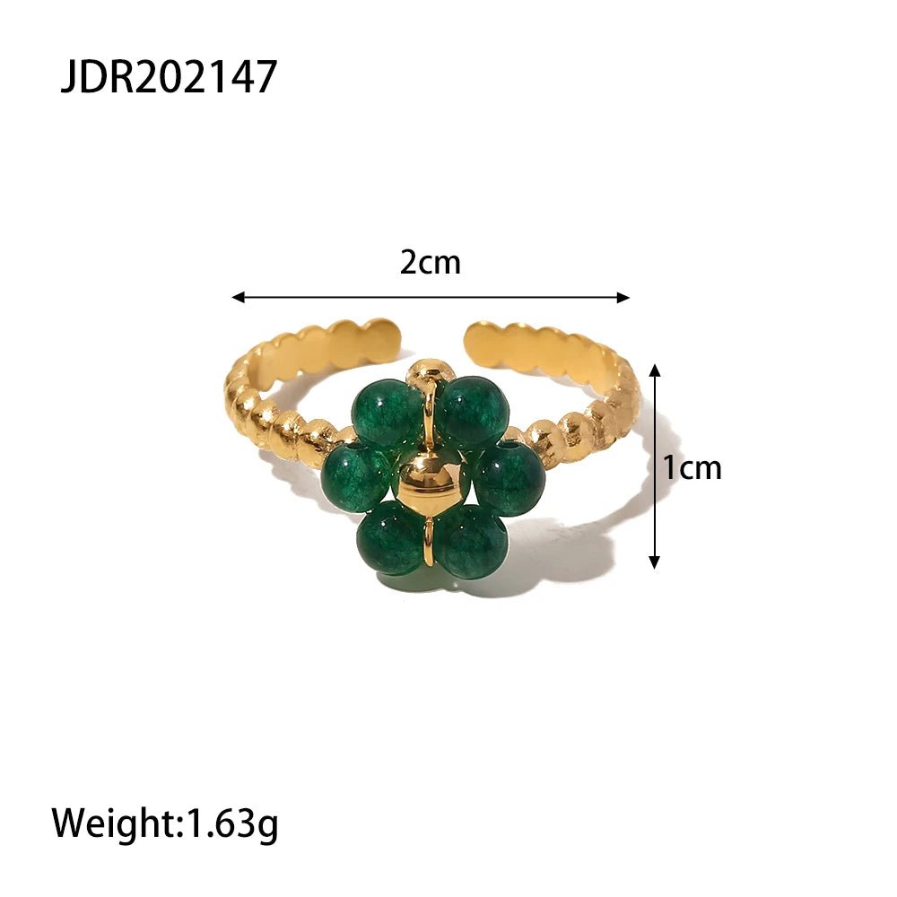 Vintage 18K GP WaterProof Malachite Open Ring - WS JewelleryStainless Steel