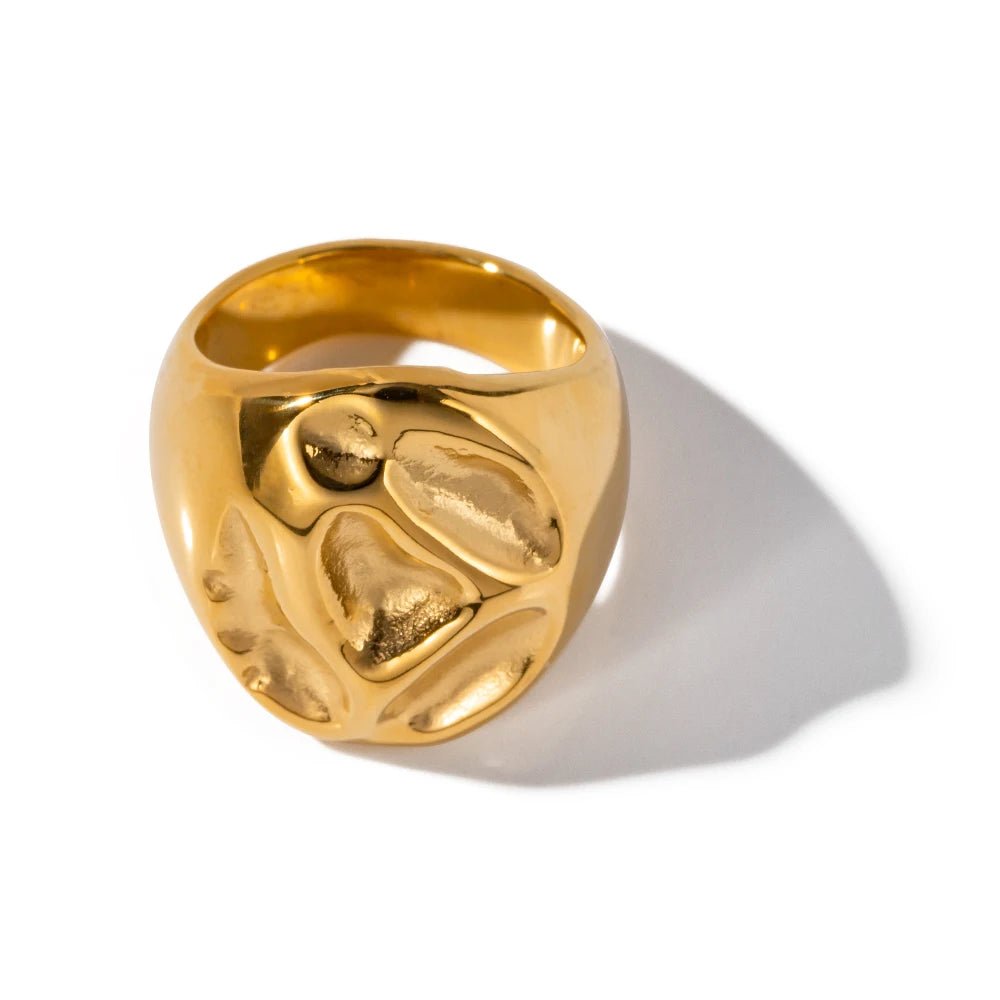 Vintage Geometric Waterproof Stainless Steel Heart Shaped Ring Charm Ring - WS JewelleryStainless Steel