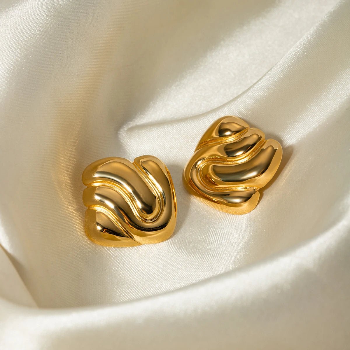 Vintage Stainless Steel Gold Plated Stud Earrings - WS JewelleryStainless Steel