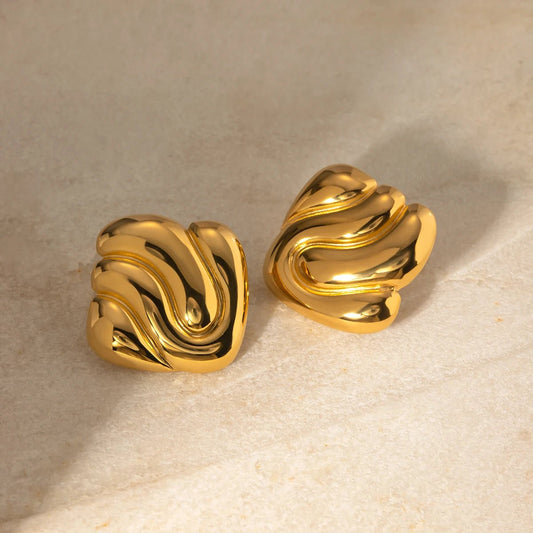 Vintage Stainless Steel Gold Plated Stud Earrings - WS JewelleryStainless Steel