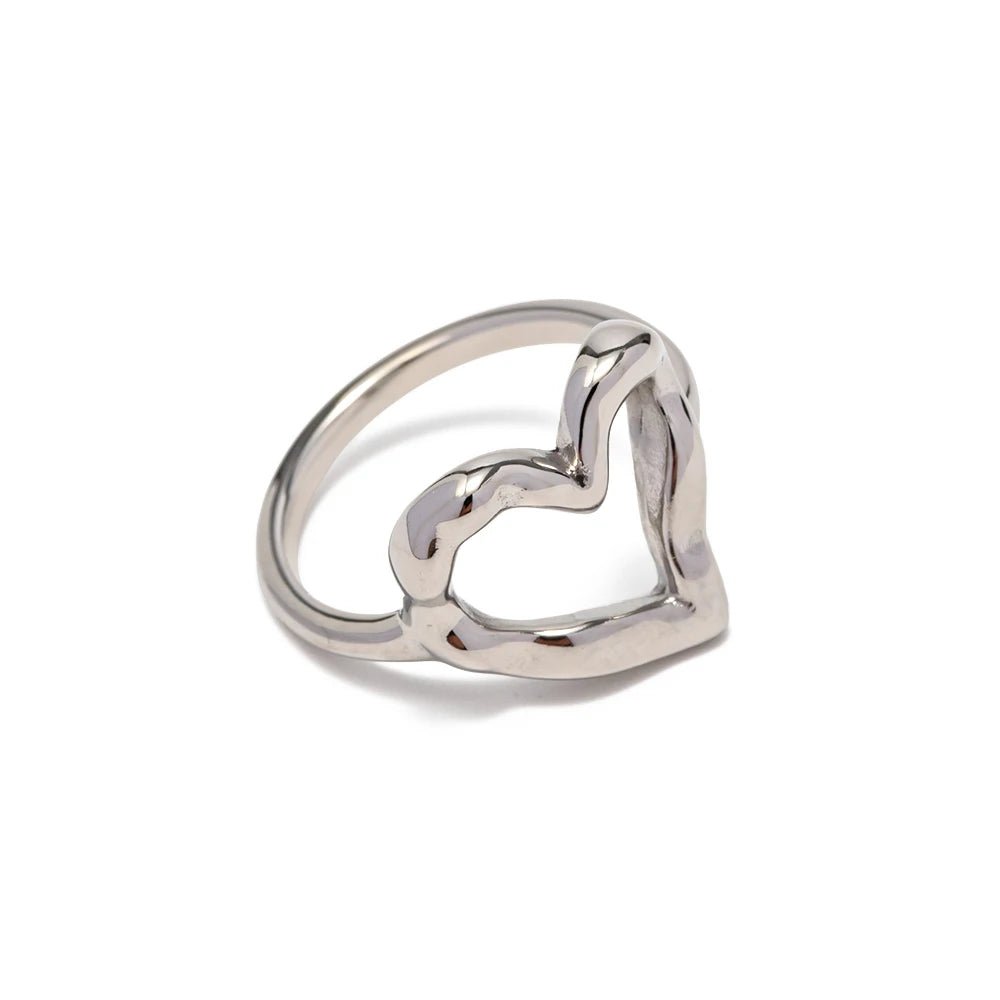 Vintage Stainless Steel Unique Heart Shaped Rings - WS JewelleryStainless Steel