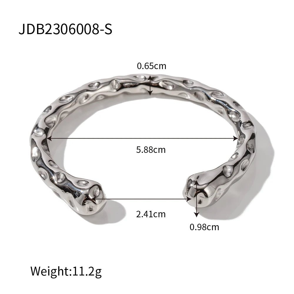 Waterproof Contemporary Statement Ring Asymmetry Sensuous Contours Bangle - WS JewelleryStainless Steel