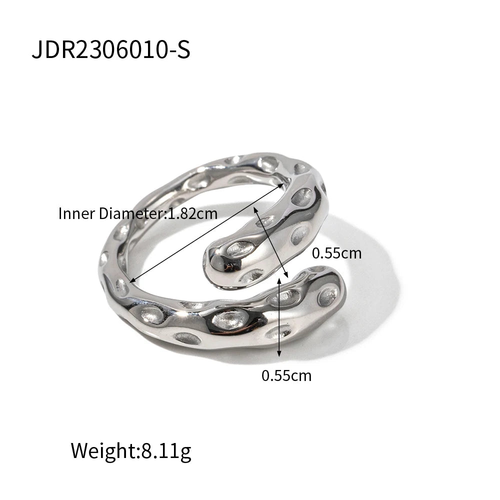 Waterproof Contemporary Statement Ring Asymmetry Sensuous Contours Bangle - WS JewelleryStainless Steel