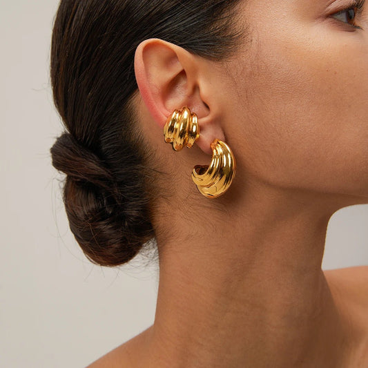 Waterproof Minimalist Geometric Stainless Steel C - shaped Earrings - WS JewelleryStainless Steel