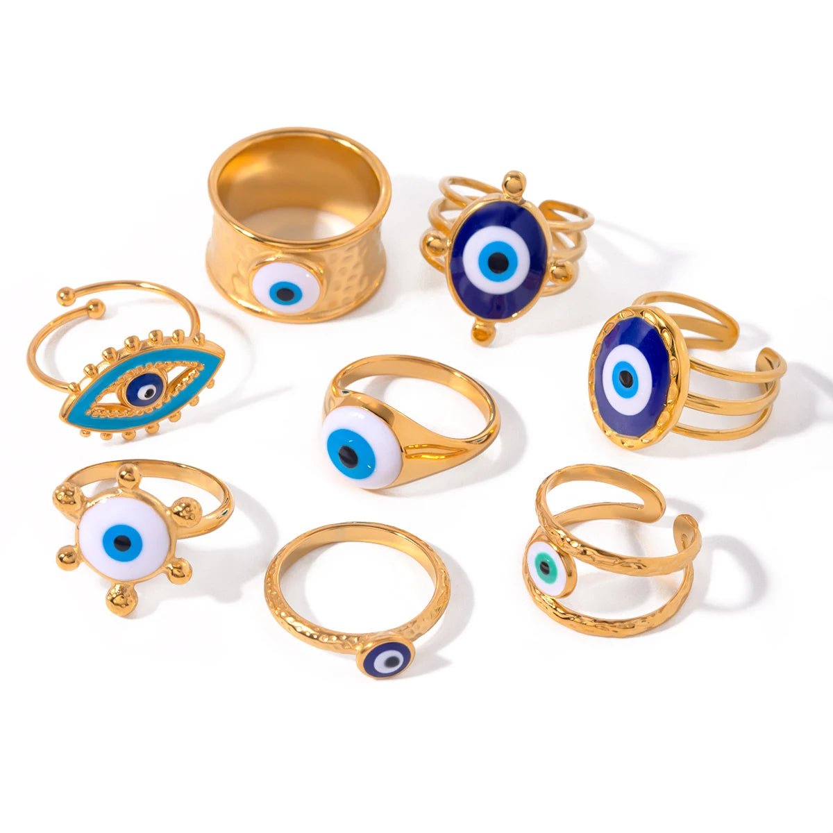 Waterproof Stainless Steel Golden Devil Eye Bead Ring - WS JewelleryStainless Steel