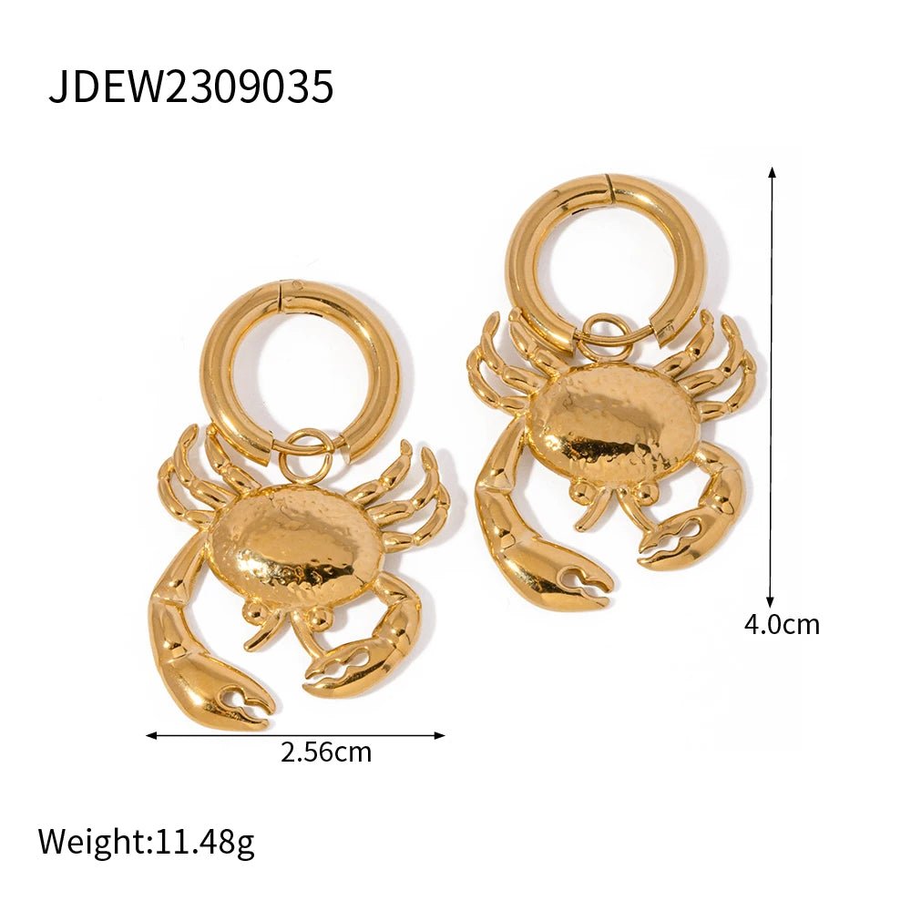 Waterproof Stainless Steel Handmade Crab Bracelet Earring Necklace Ring Set - WS JewelleryStainless Steel