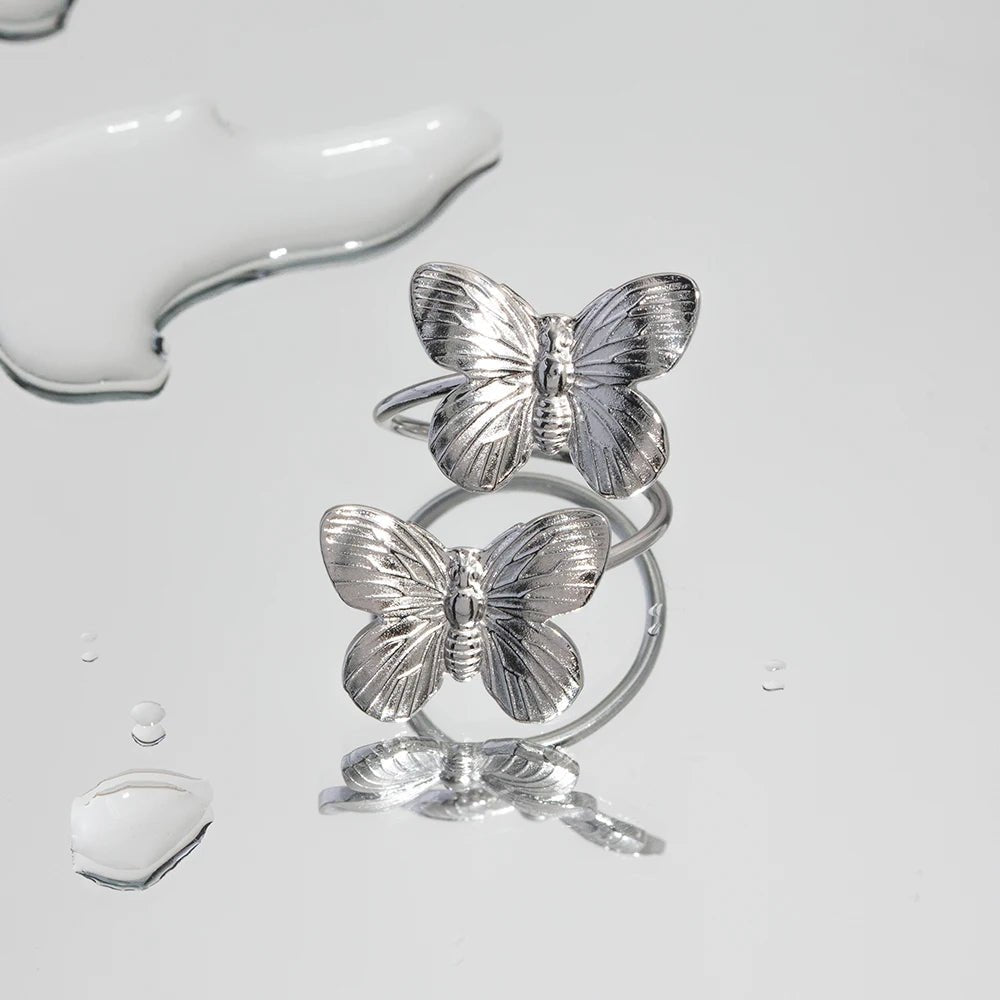 Waterproof Women Butterfly Insect Finger Adjustable Ring - WS JewelleryStainless Steel